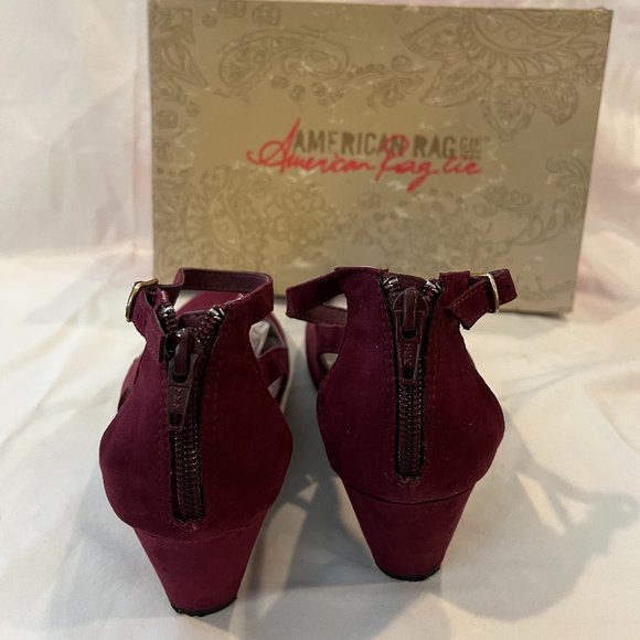 American Rag Amiley Sueded Wedge Ankle Strap Shoes - Picture 4 of 6